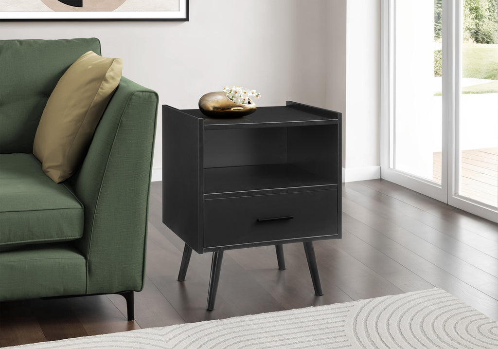 ACCENT TABLE - 24""H / BLACK END TABLE WITH 1 DRAWER
