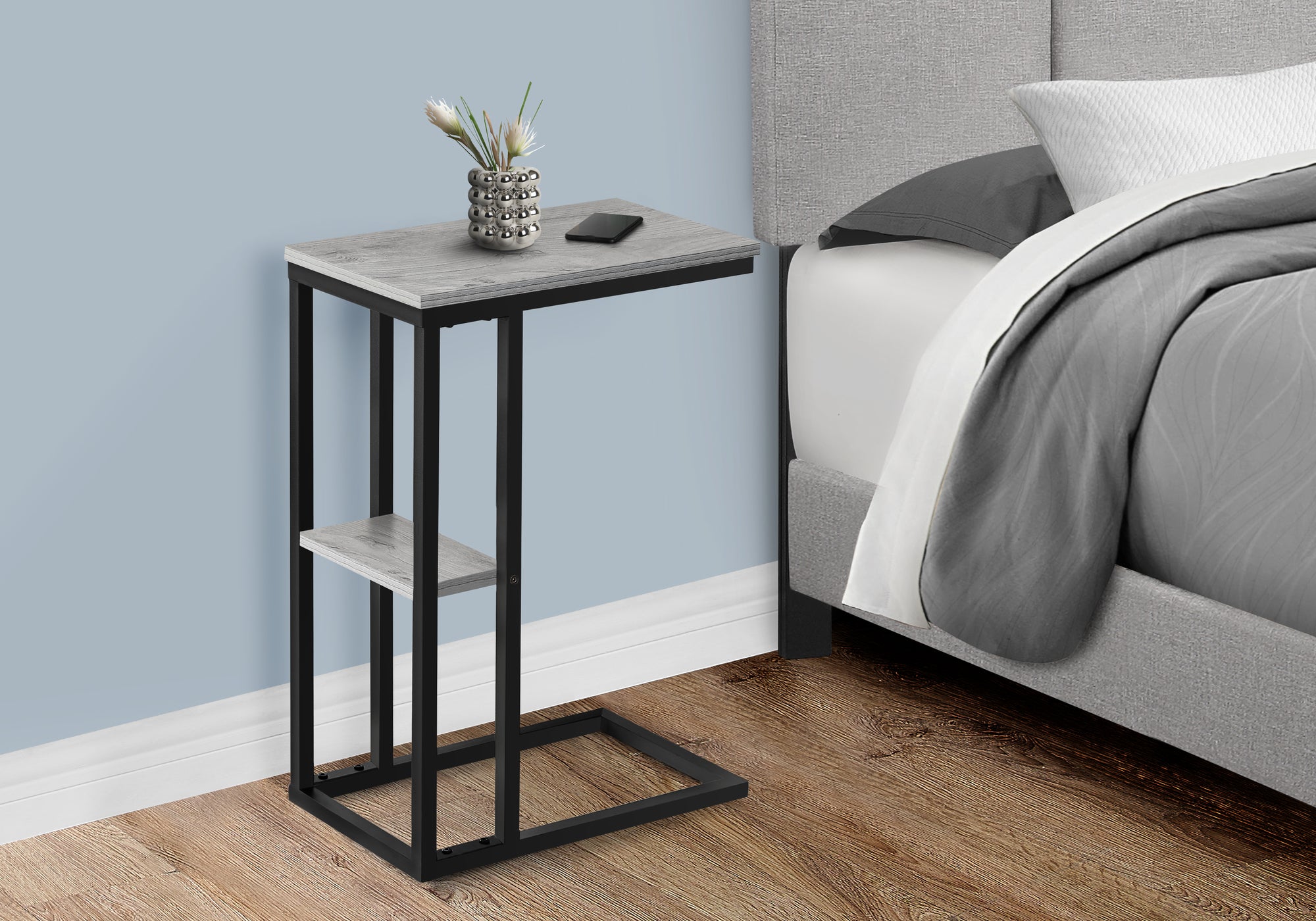 ACCENT TABLE - 25""H / GREY / BLACK METAL