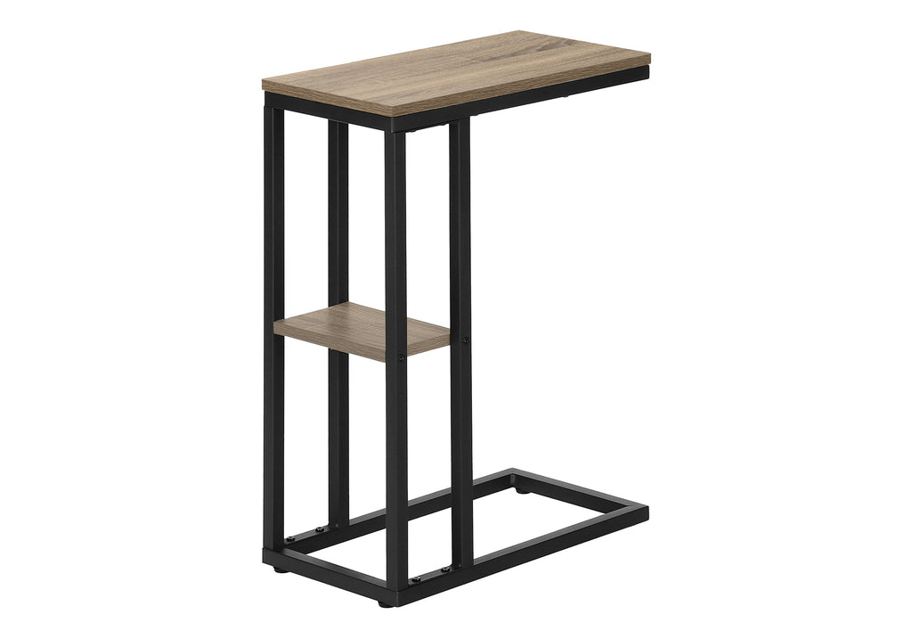 ACCENT TABLE - 25""H / DARK TAUPE / BLACK METAL