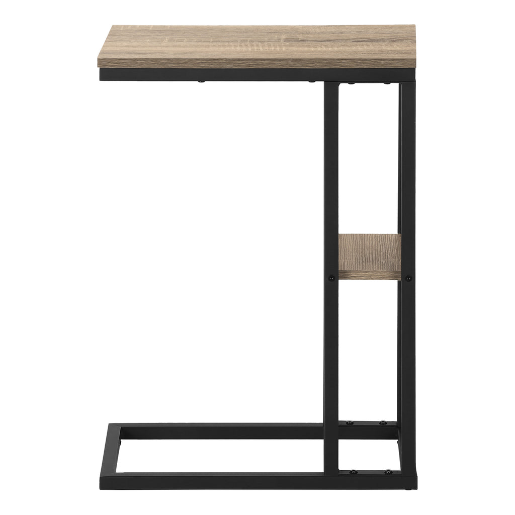 ACCENT TABLE - 25""H / DARK TAUPE / BLACK METAL