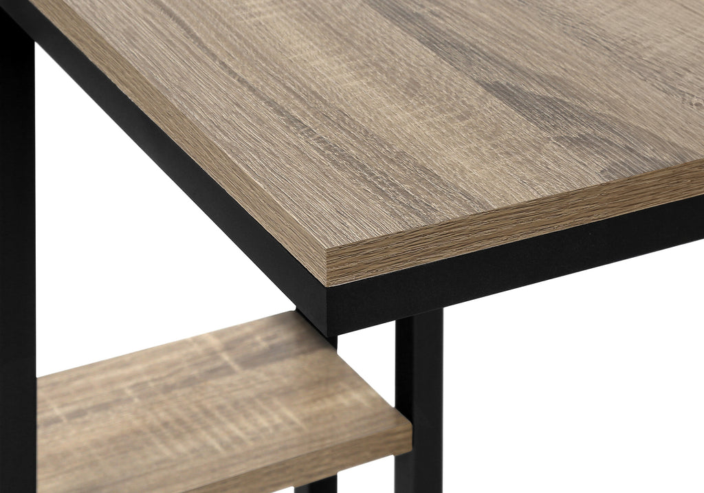 ACCENT TABLE - 25""H / DARK TAUPE / BLACK METAL