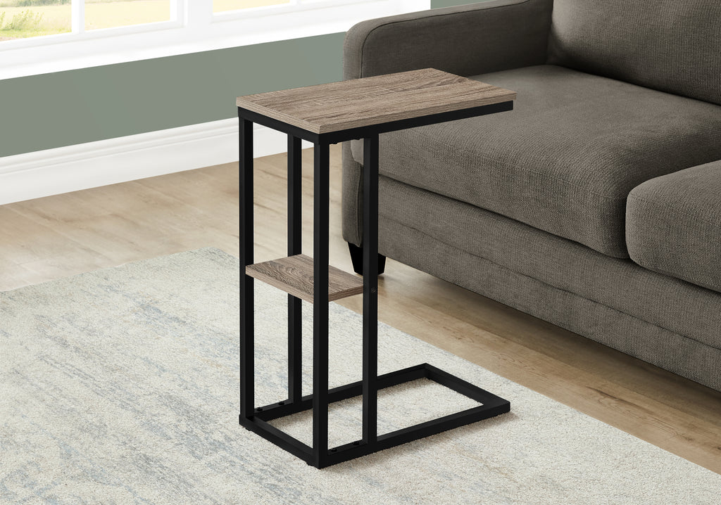 ACCENT TABLE - 25""H / DARK TAUPE / BLACK METAL
