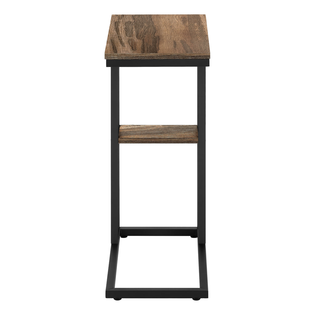ACCENT TABLE - 25""H / BROWN RECLAIMED-LOOK / BLACK METAL