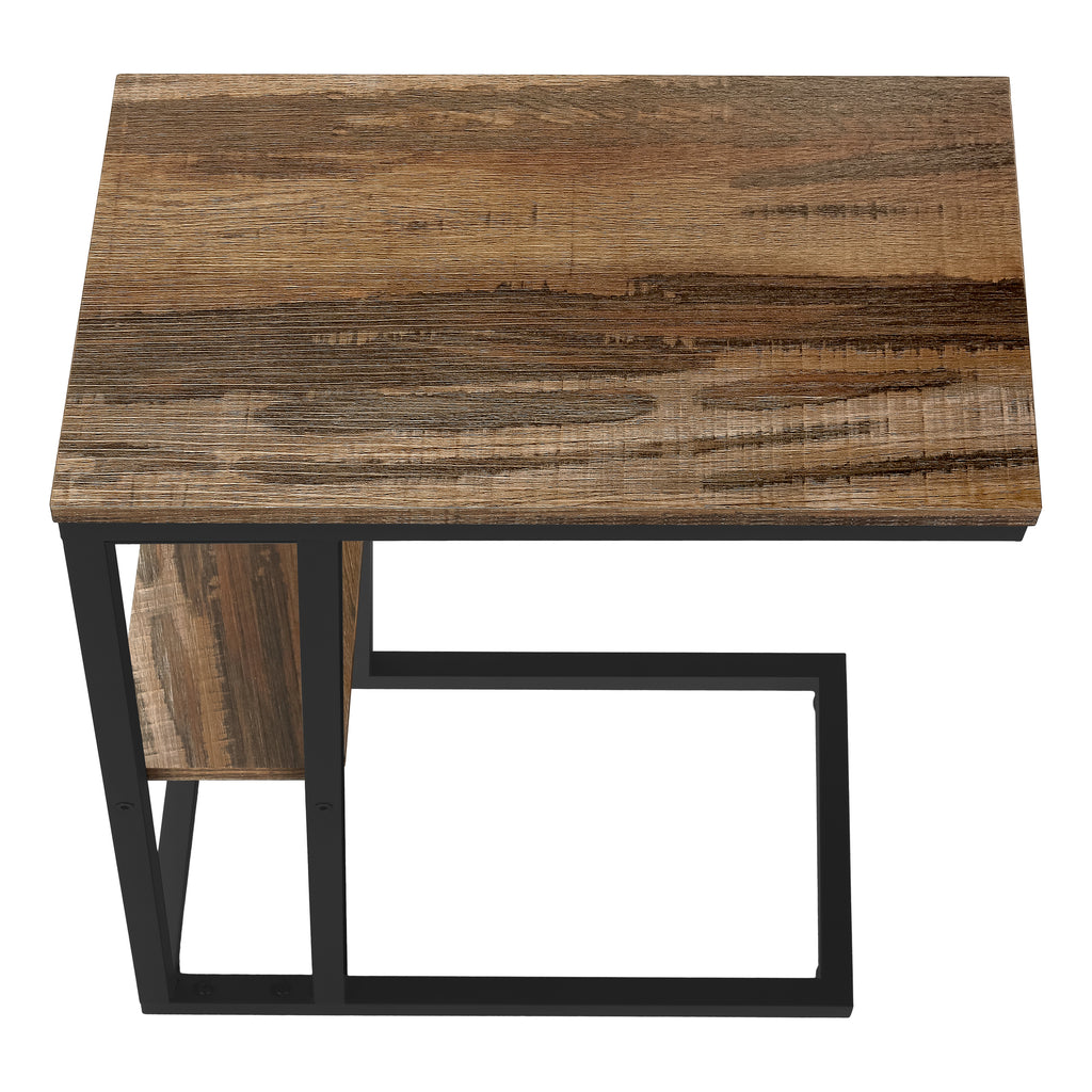 ACCENT TABLE - 25""H / BROWN RECLAIMED-LOOK / BLACK METAL