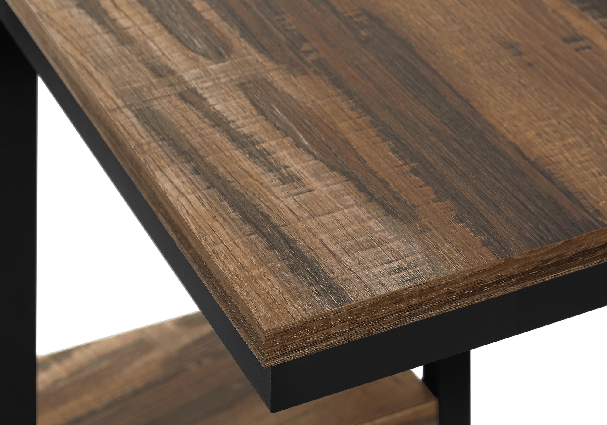 ACCENT TABLE - 25""H / BROWN RECLAIMED-LOOK / BLACK METAL