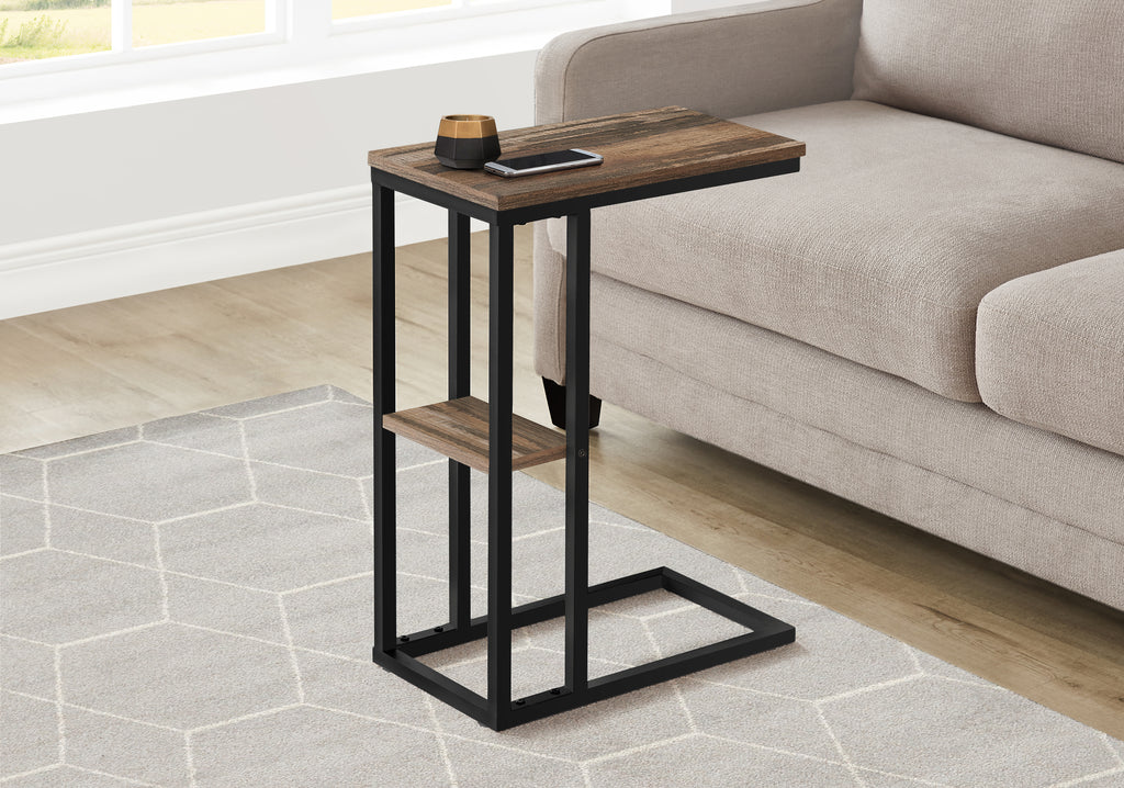 ACCENT TABLE - 25""H / BROWN RECLAIMED-LOOK / BLACK METAL