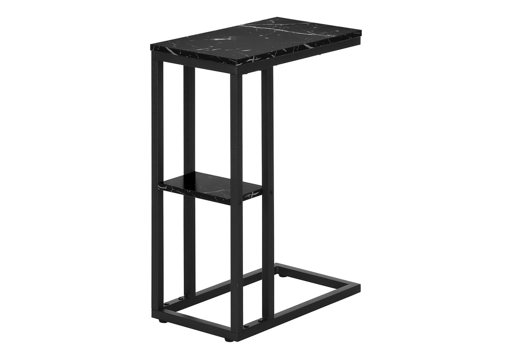 ACCENT TABLE - 25""H / BLACK MARBLE / BLACK METAL