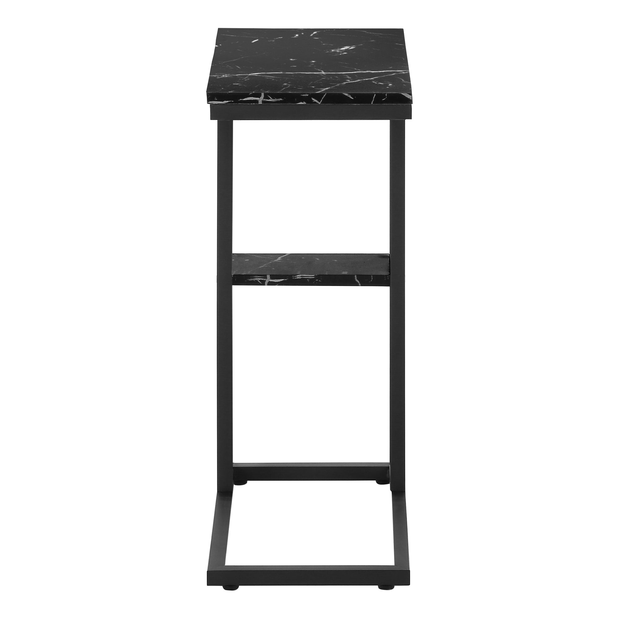 ACCENT TABLE - 25""H / BLACK MARBLE / BLACK METAL