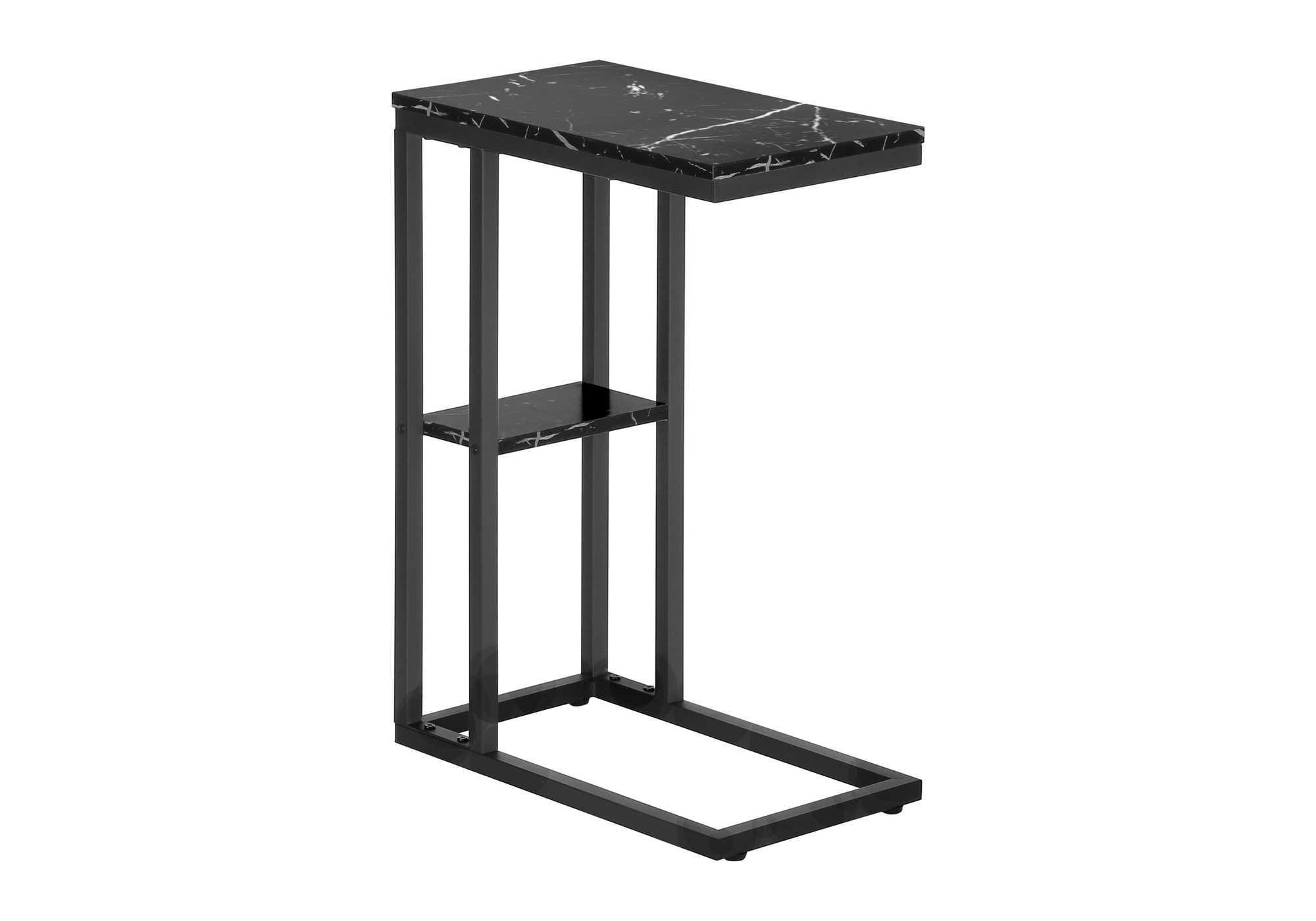 ACCENT TABLE - 25""H / BLACK MARBLE / BLACK METAL