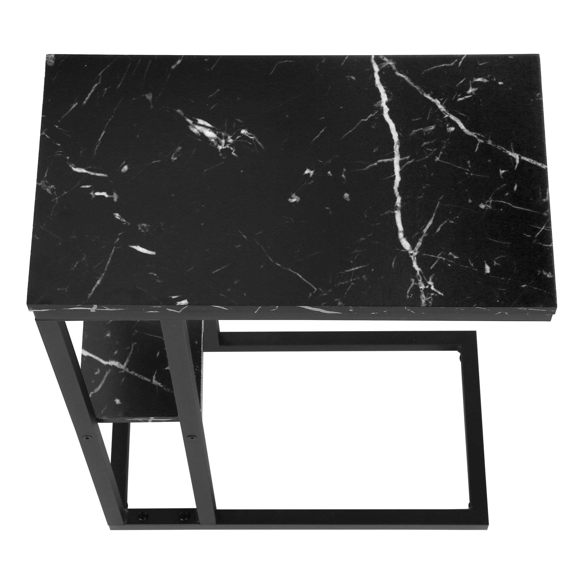 ACCENT TABLE - 25""H / BLACK MARBLE / BLACK METAL