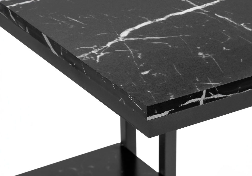 ACCENT TABLE - 25""H / BLACK MARBLE / BLACK METAL