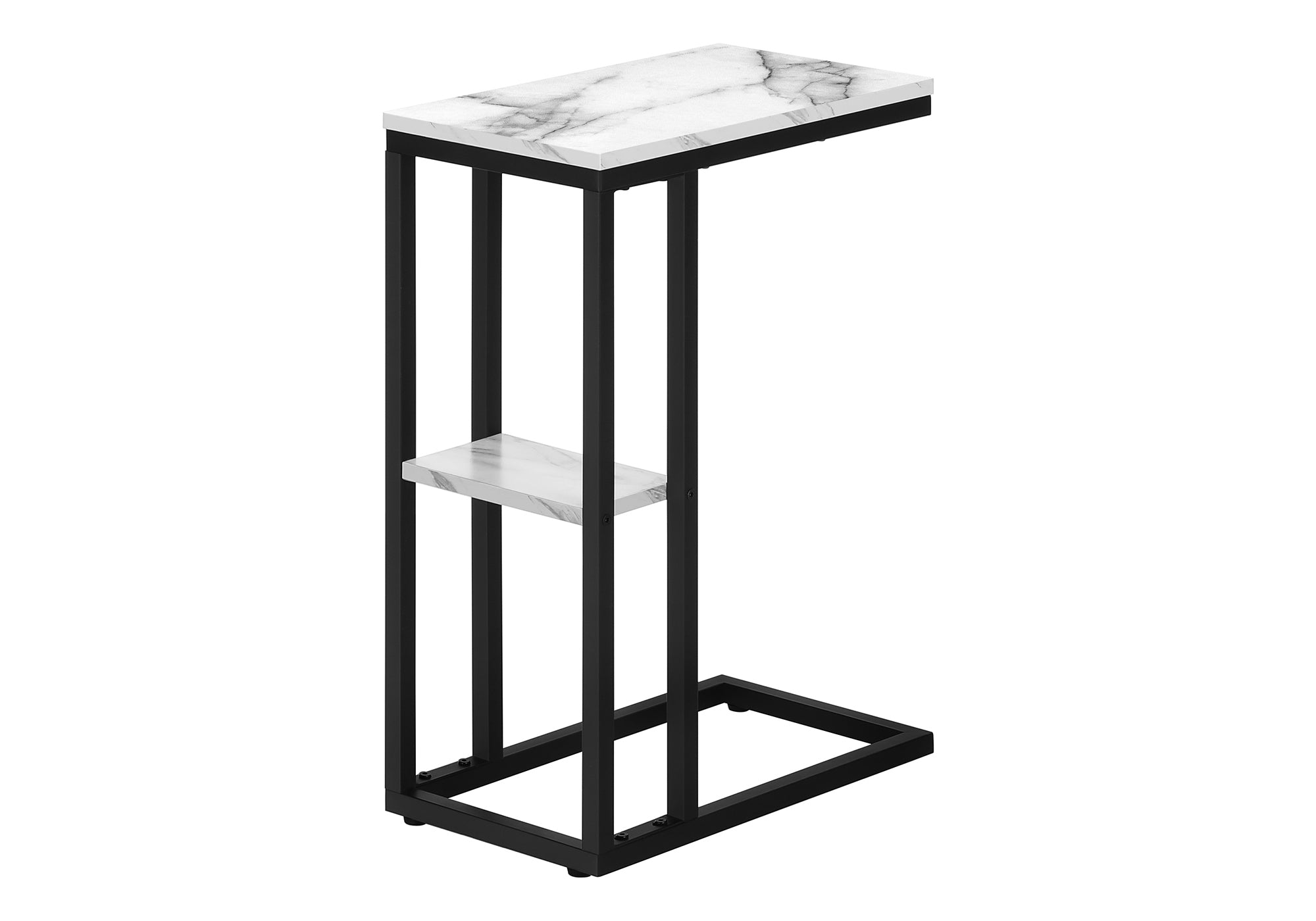 ACCENT TABLE - 25""H / WHITE MARBLE / BLACK METAL