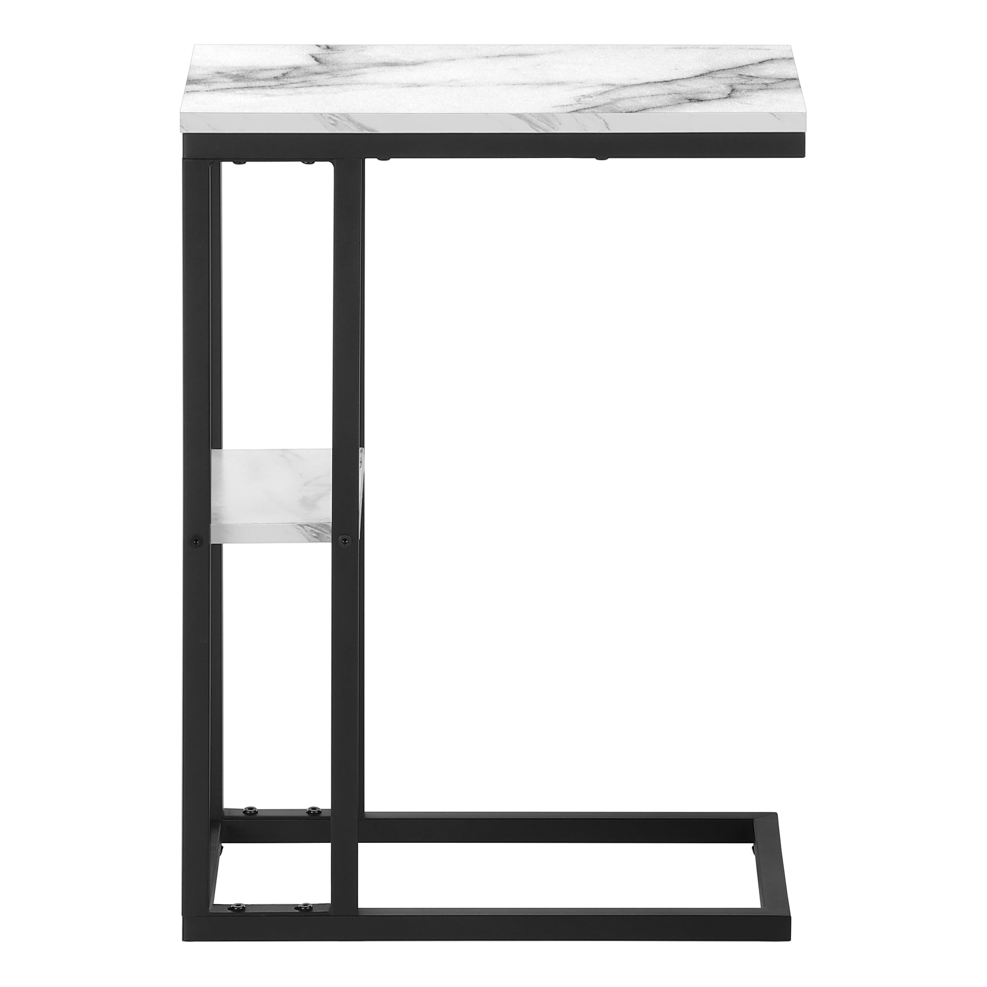 ACCENT TABLE - 25""H / WHITE MARBLE / BLACK METAL