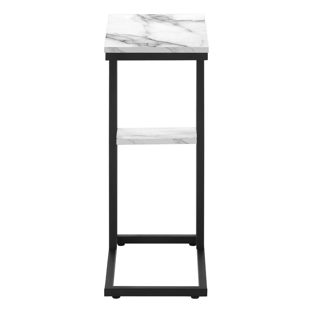 ACCENT TABLE - 25""H / WHITE MARBLE / BLACK METAL