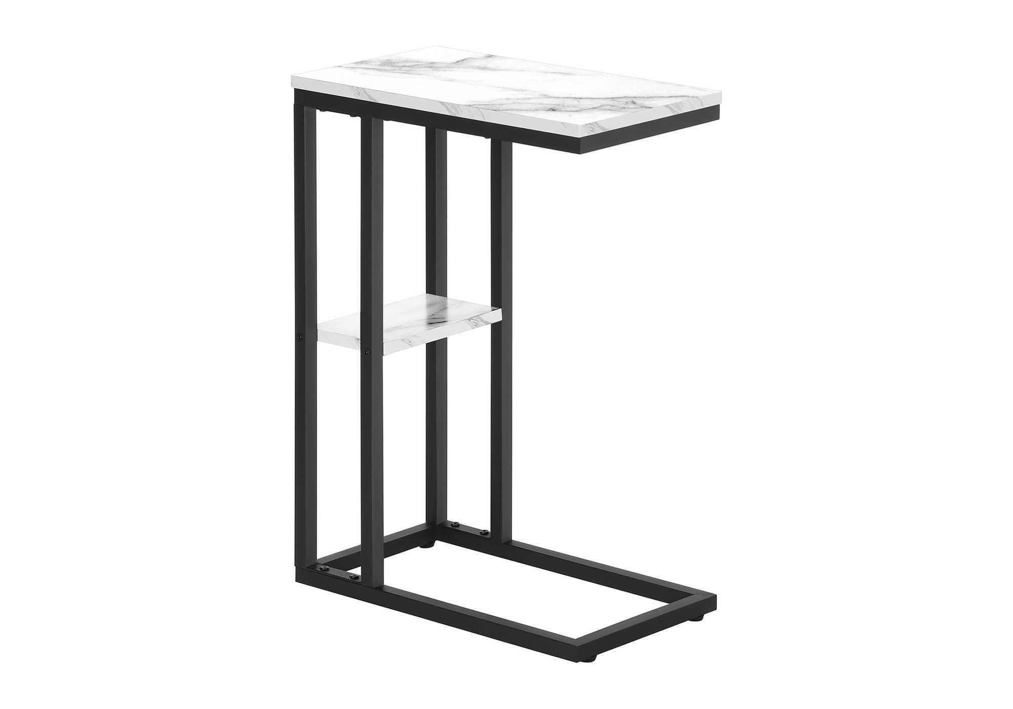 ACCENT TABLE - 25""H / WHITE MARBLE / BLACK METAL