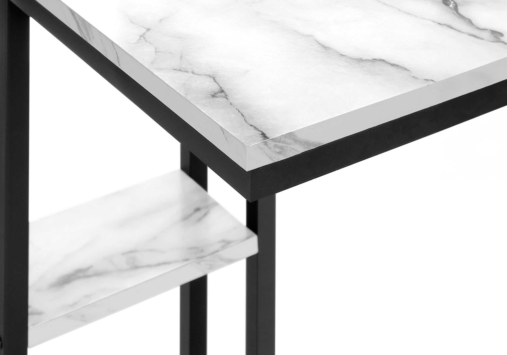 ACCENT TABLE - 25""H / WHITE MARBLE / BLACK METAL