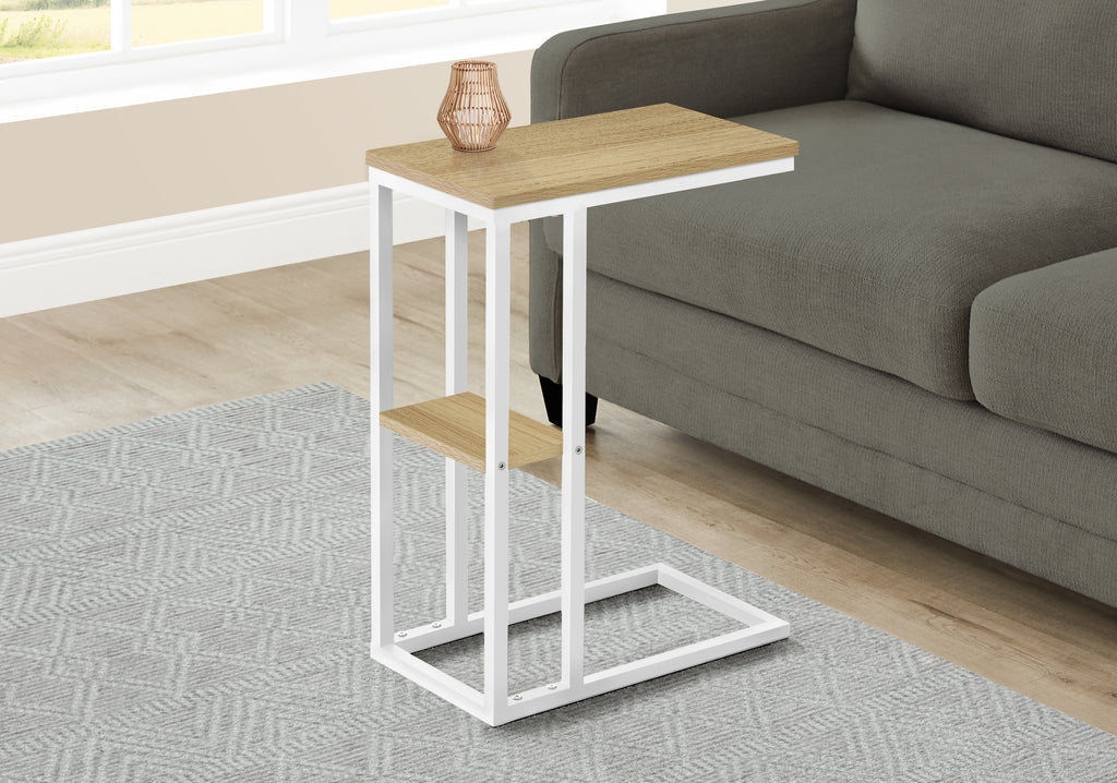ACCENT TABLE - 25""H / NATURAL / WHITE METAL