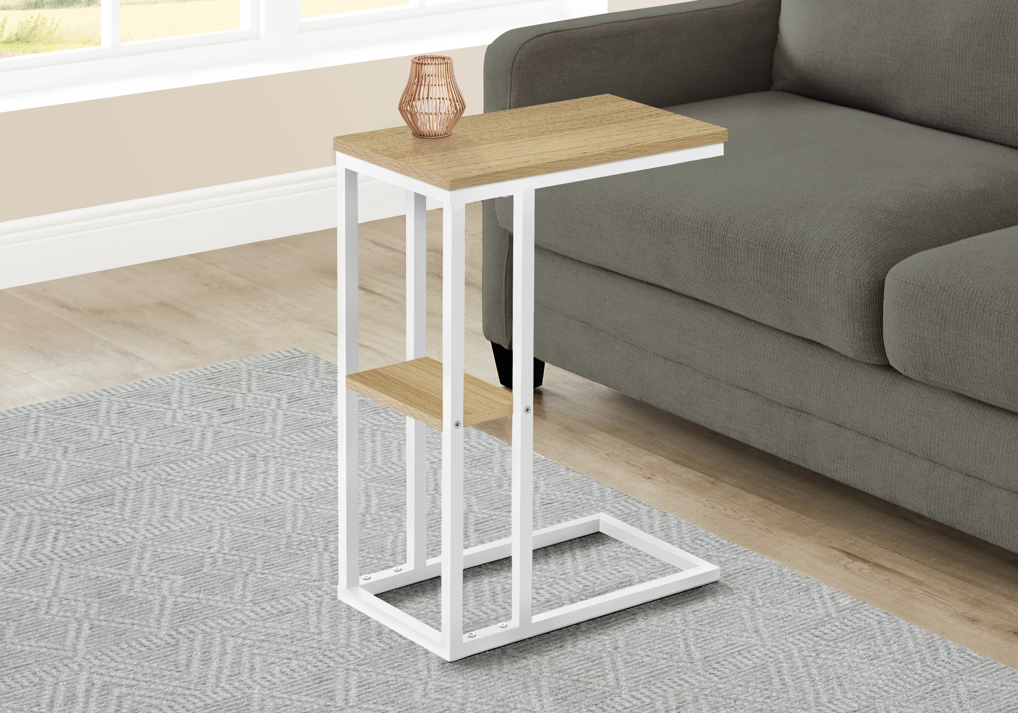 ACCENT TABLE - 25""H / NATURAL / WHITE METAL