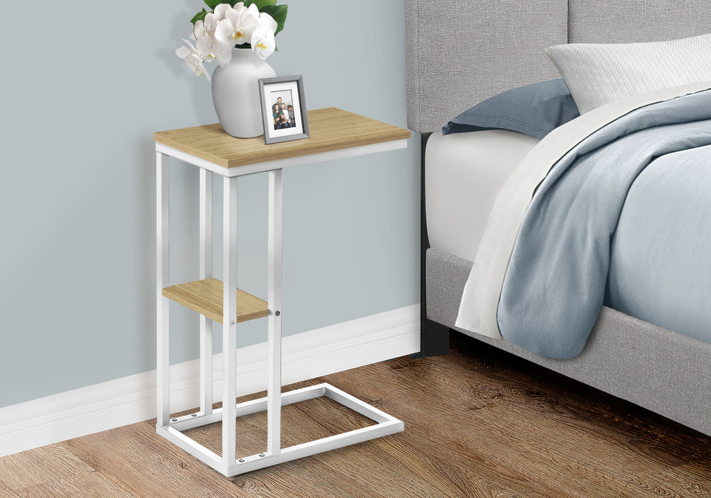 ACCENT TABLE - 25""H / NATURAL / WHITE METAL