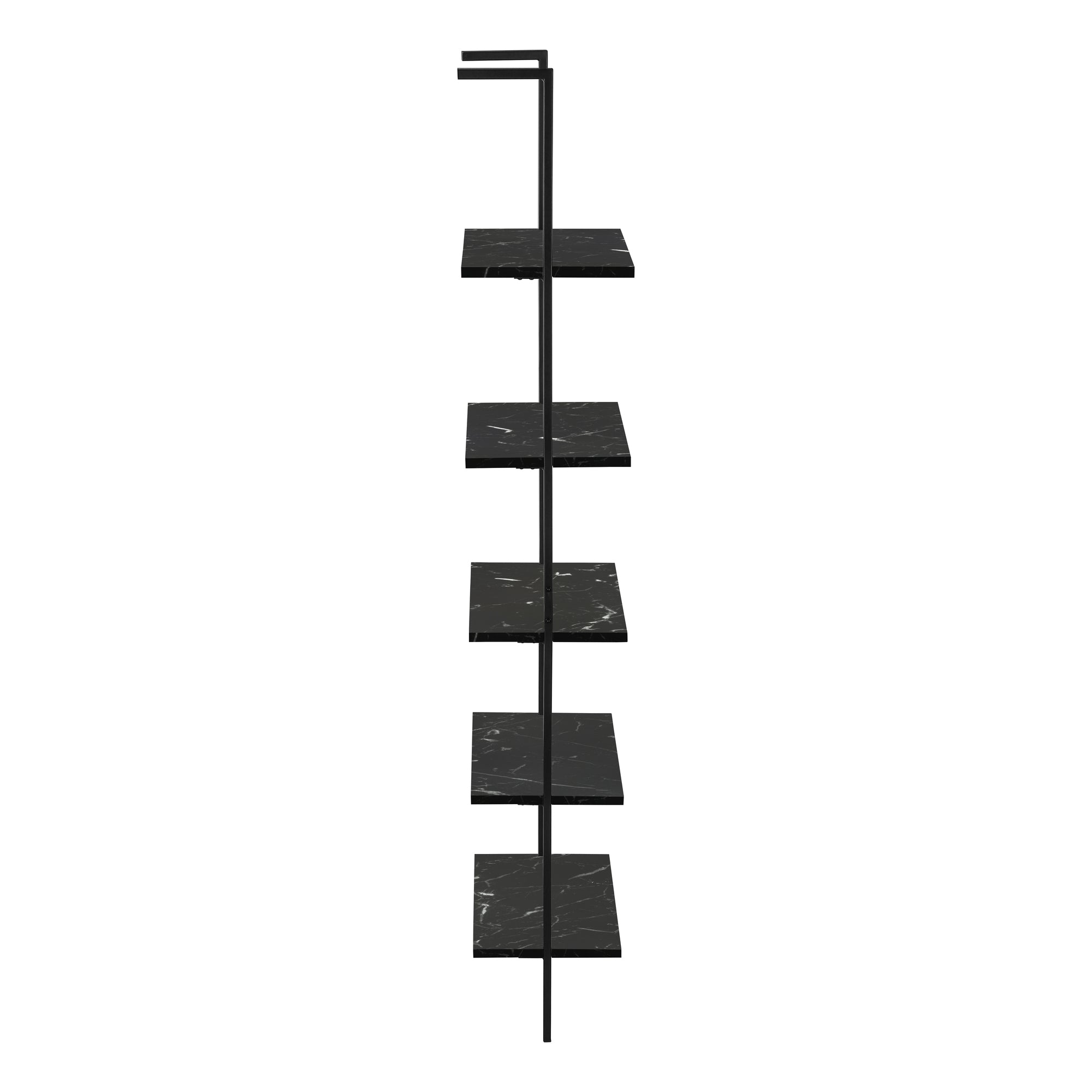 BOOKCASE - 72""H LADDER BLACK MARBLE / BLACK METAL