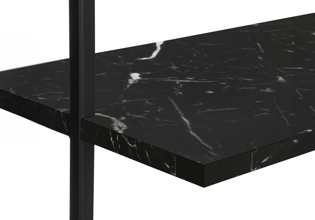 BOOKCASE - 72""H LADDER BLACK MARBLE / BLACK METAL