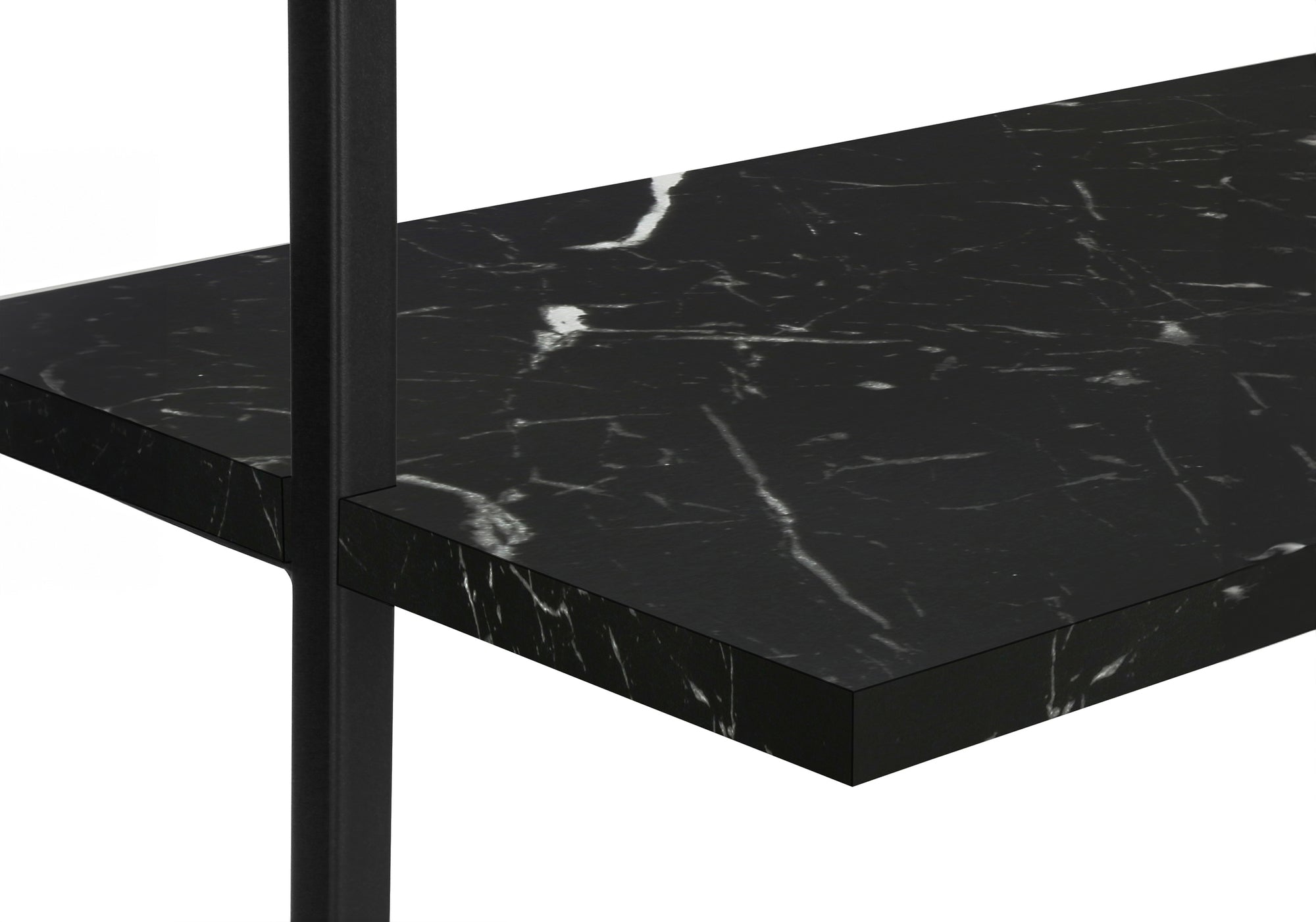 BOOKCASE - 72""H LADDER BLACK MARBLE / BLACK METAL