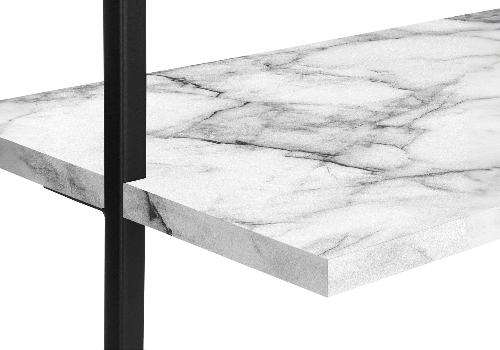 BOOKCASE - 72""H LADDER WHITE MARBLE / BLACK METAL