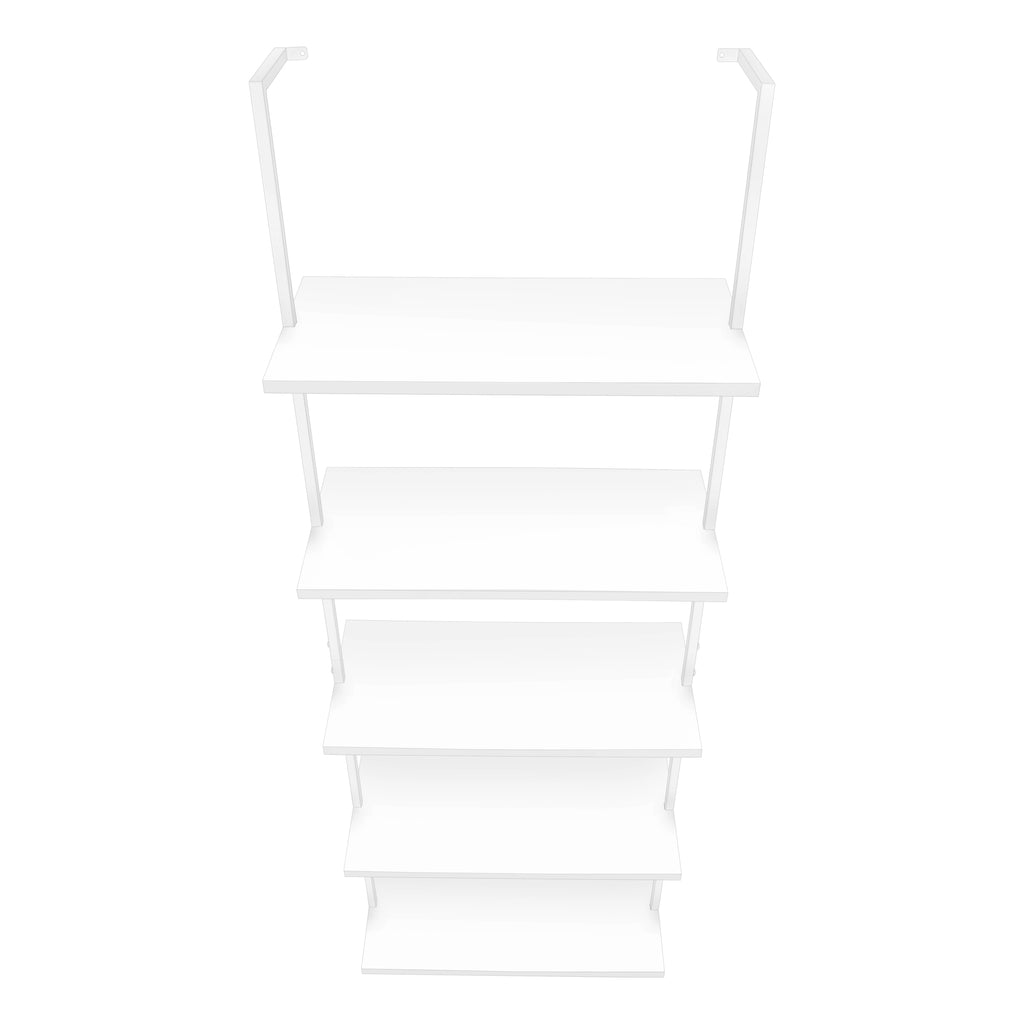 BOOKCASE - 72""H LADDER WHITE / WHITE METAL