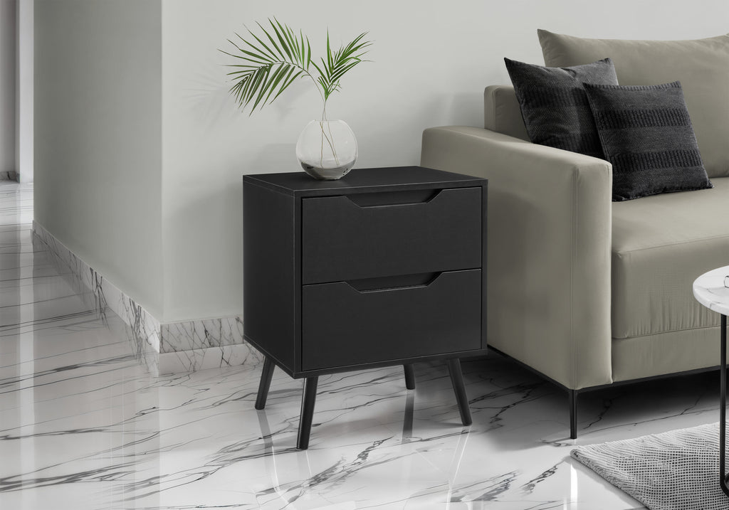 ACCENT TABLE - 24""H / BLACK END TABLE WITH 2 DRAWERS
