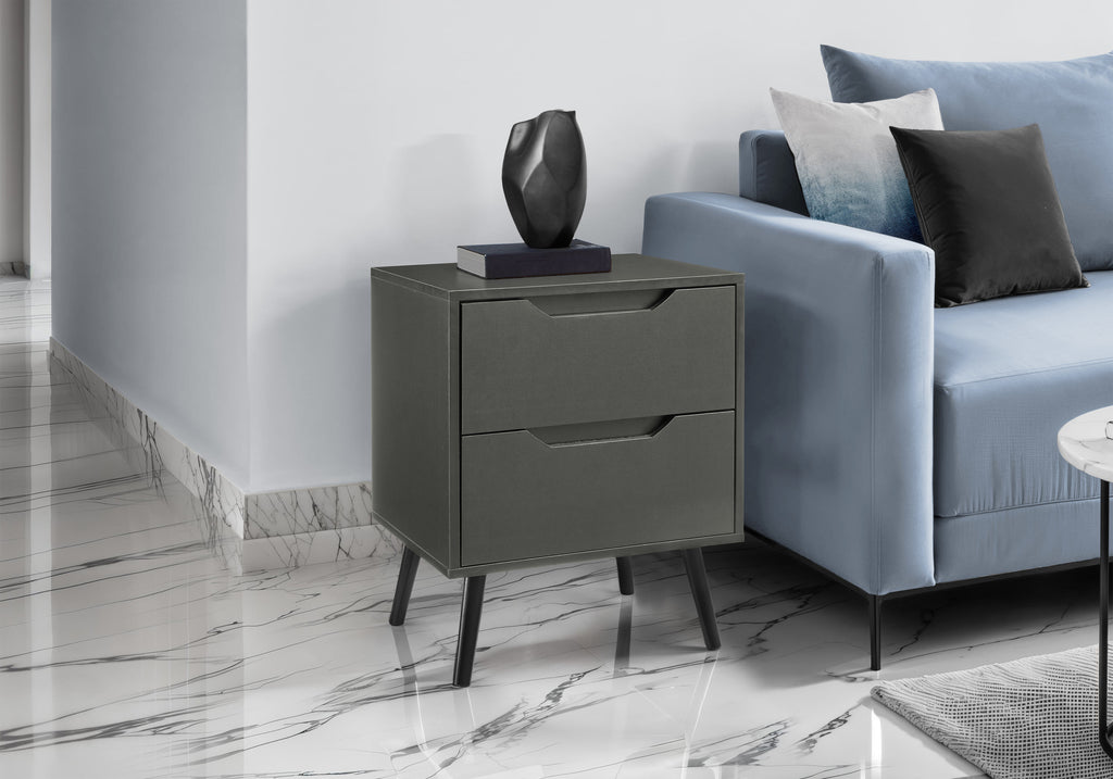 ACCENT TABLE - 24""H / GREY END TABLE WITH 2 DRAWERS