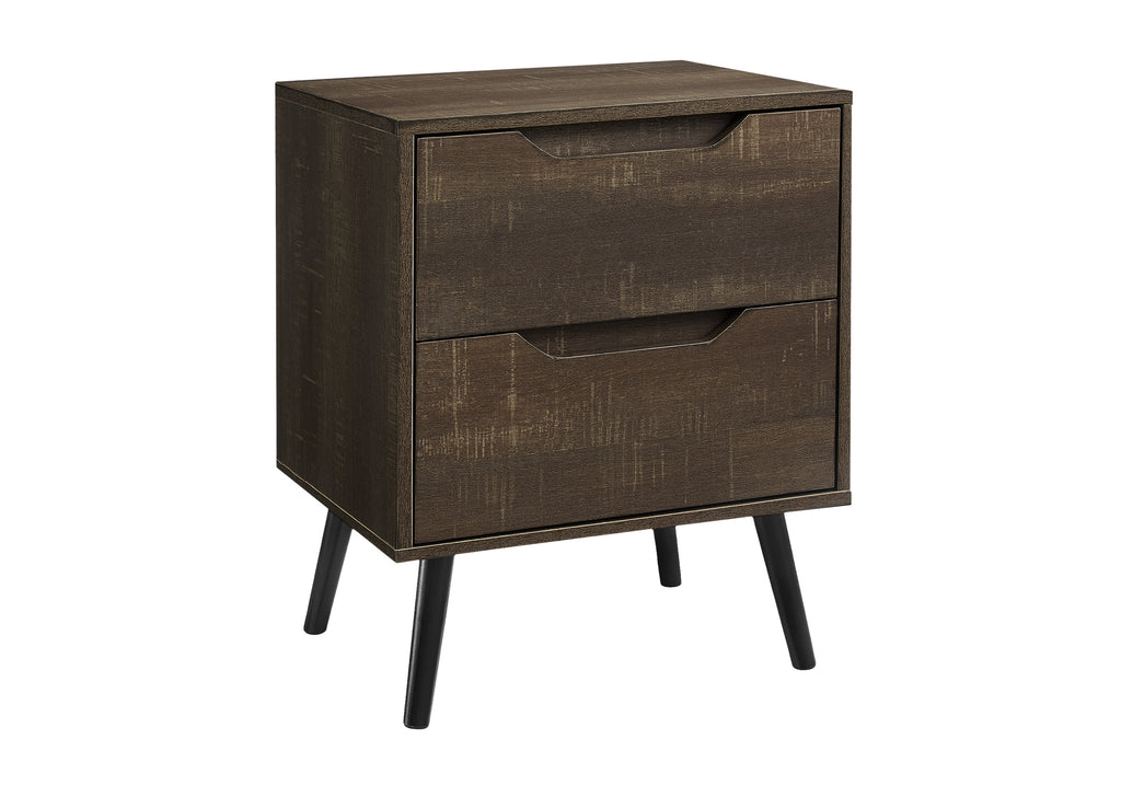 ACCENT TABLE - 24""H / DARK BROWN END TABLE - 2 DRAWERS