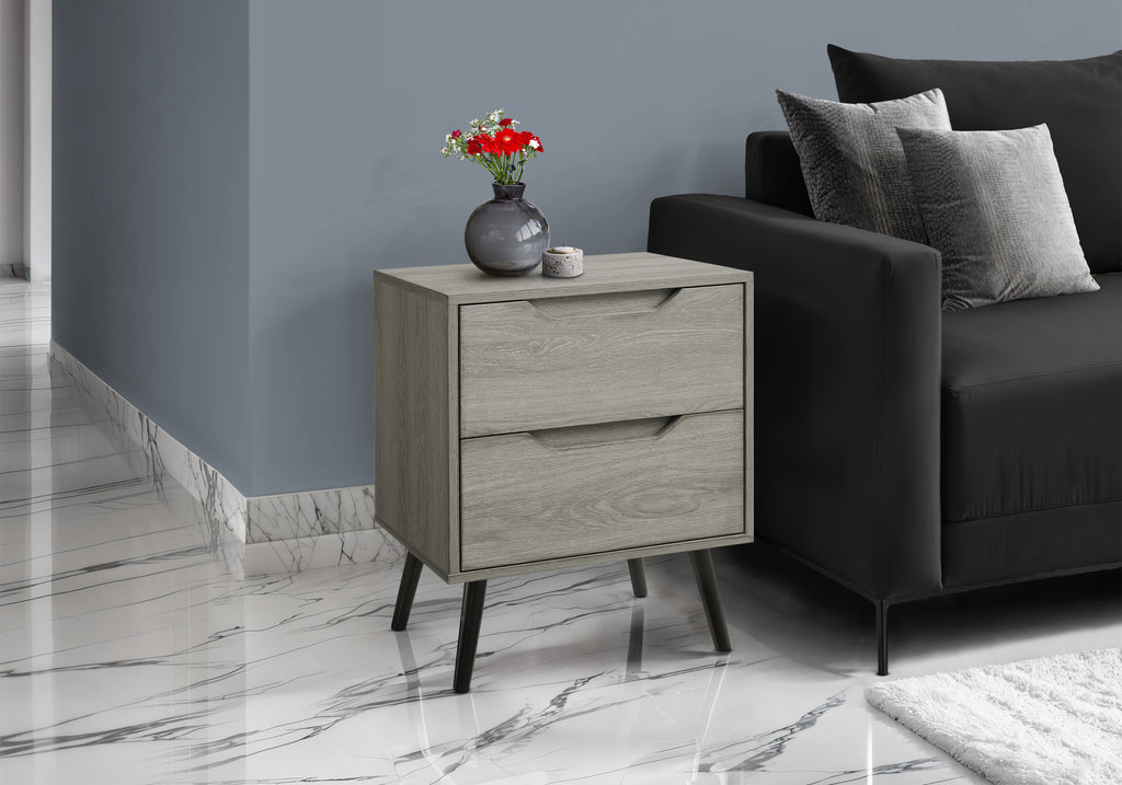 ACCENT TABLE - 24""H / TAUPE END TABLE - 2 DRAWERS