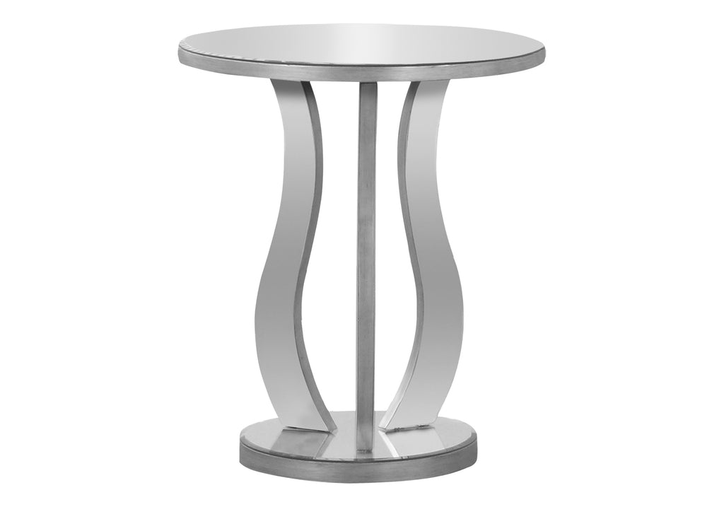 ACCENT TABLE - 20""DIA / BRUSHED SILVER / MIRROR