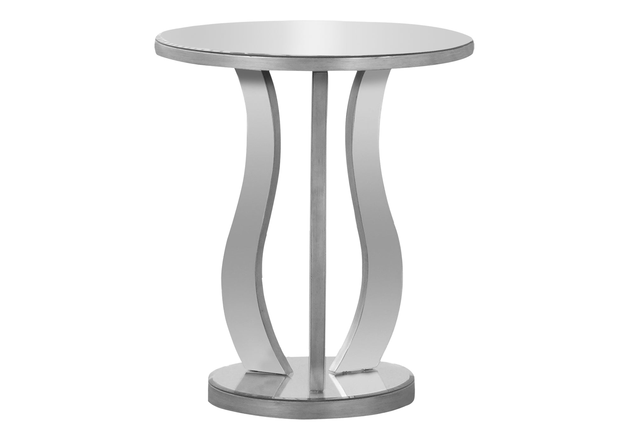 ACCENT TABLE - 20""DIA / BRUSHED SILVER / MIRROR