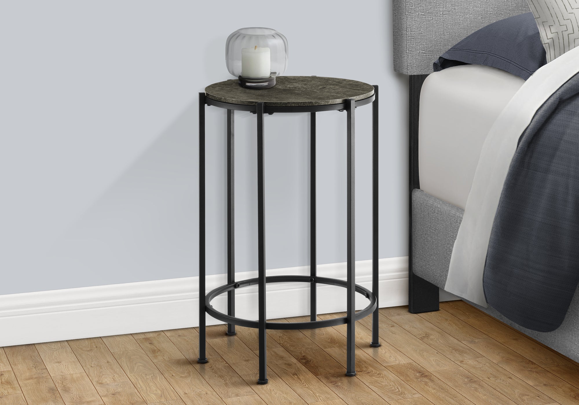ACCENT TABLE - 24""H / DARK BRONZE / BLACK METAL