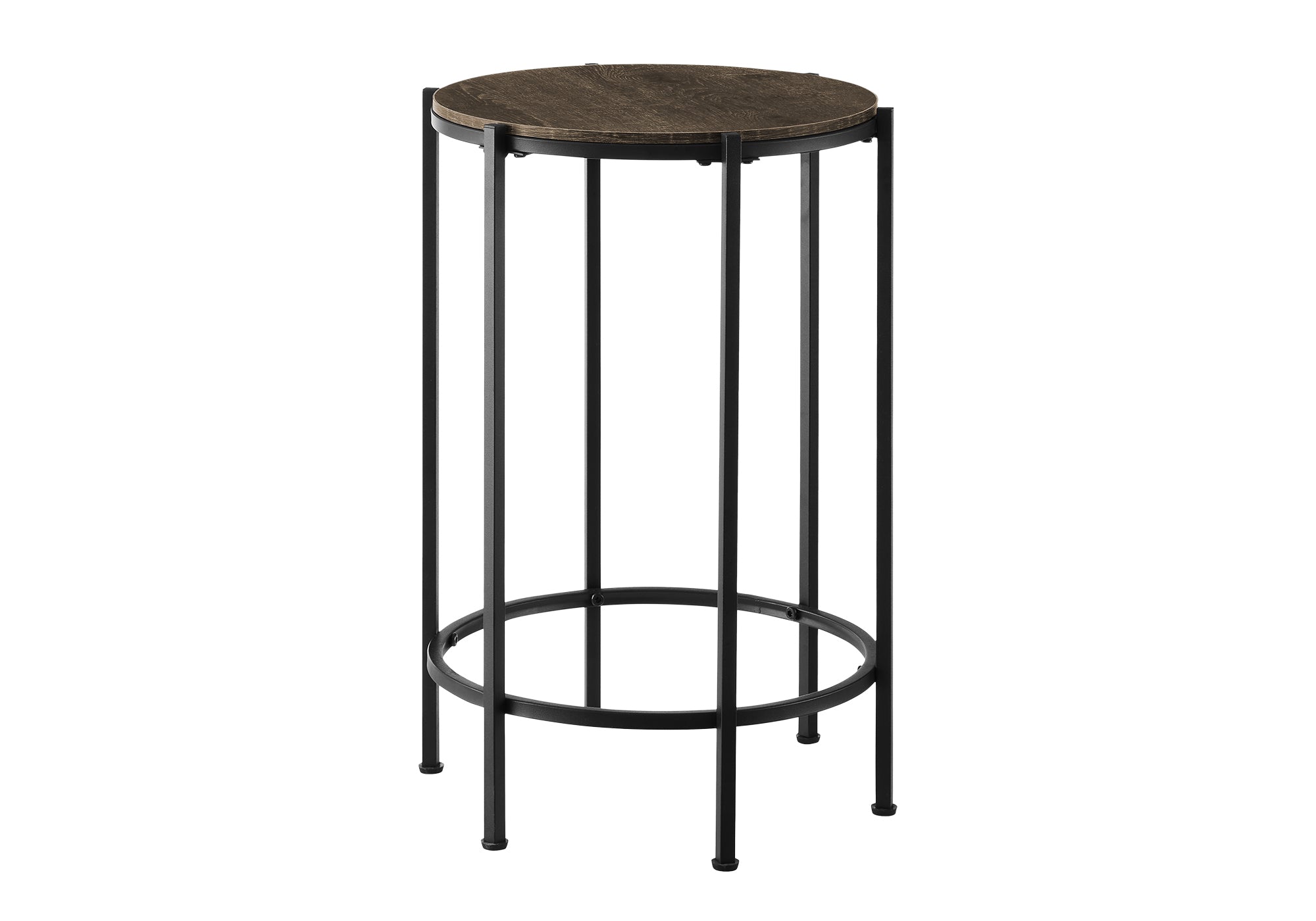 ACCENT TABLE - 24""H / DARK OAK / BLACK METAL