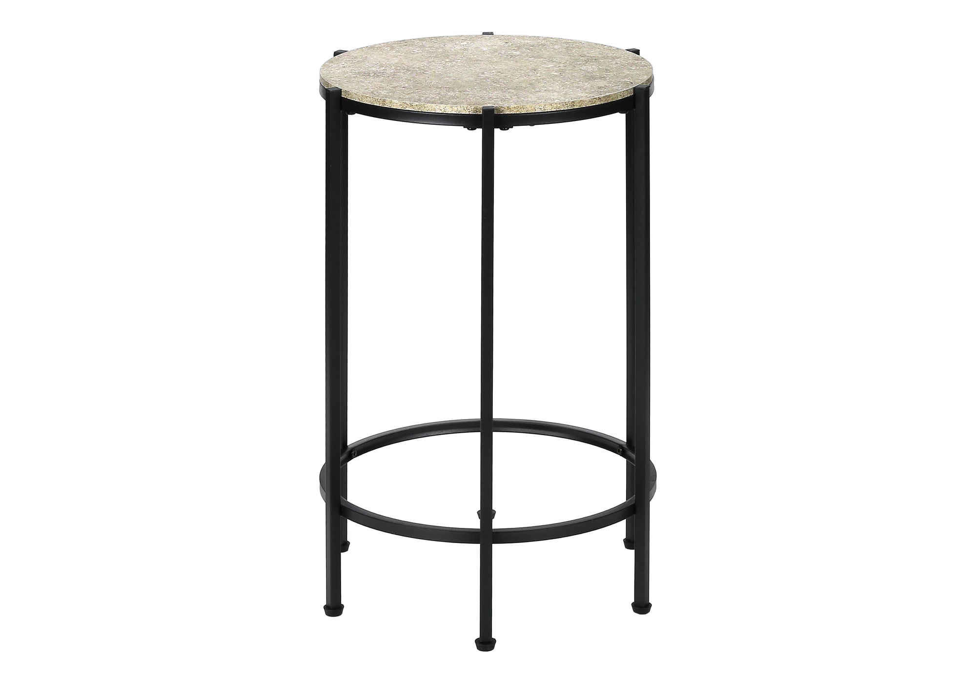 ACCENT TABLE - 24""H / CREAM STONE / BLACK METAL