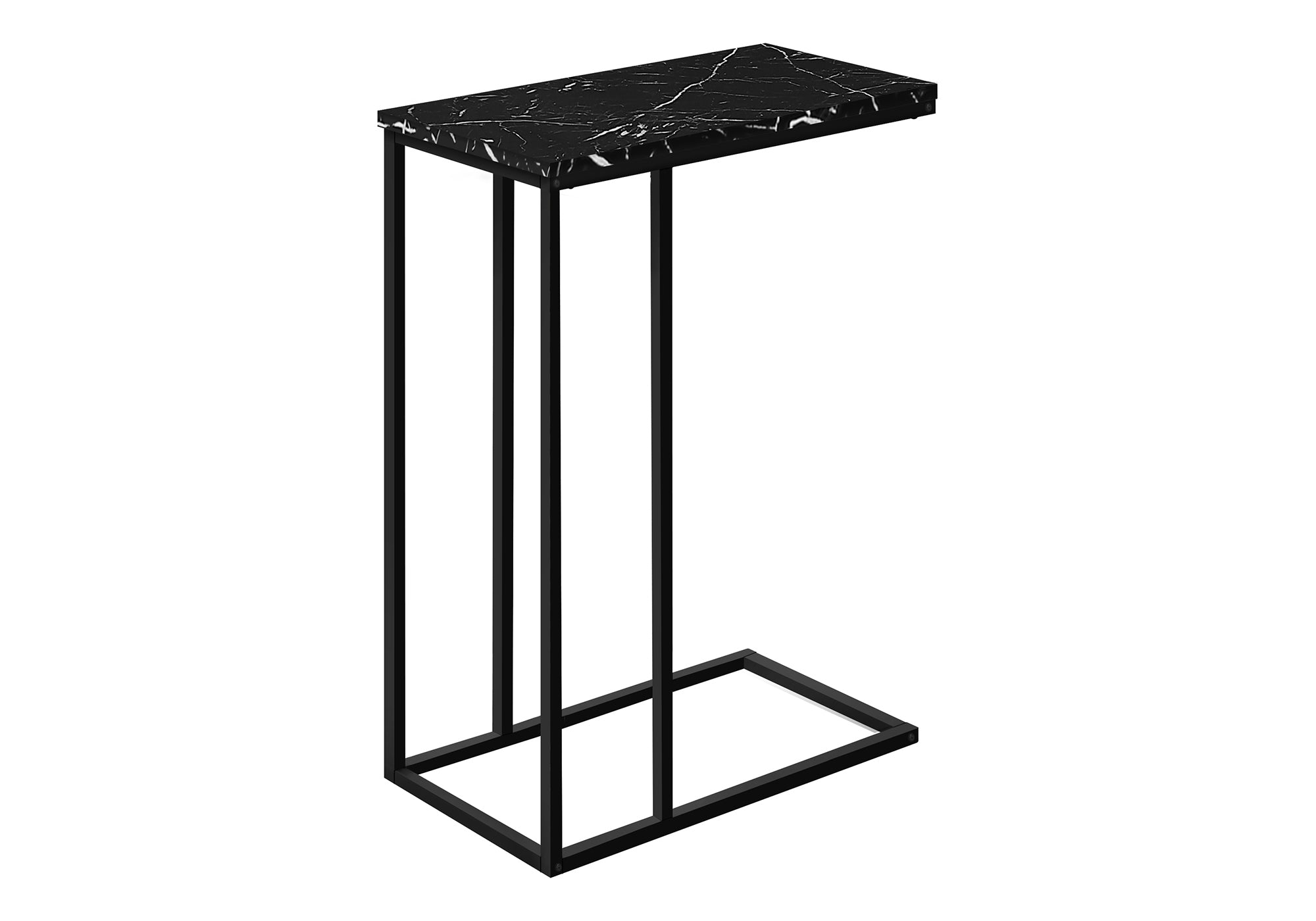 ACCENT TABLE - 25""H / BLACK MARBLE / BLACK METAL