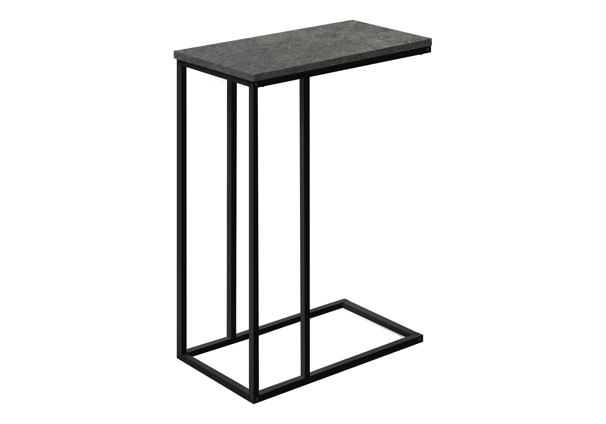 ACCENT TABLE - 25""H / GREY STONE-LOOK / BLACK METAL