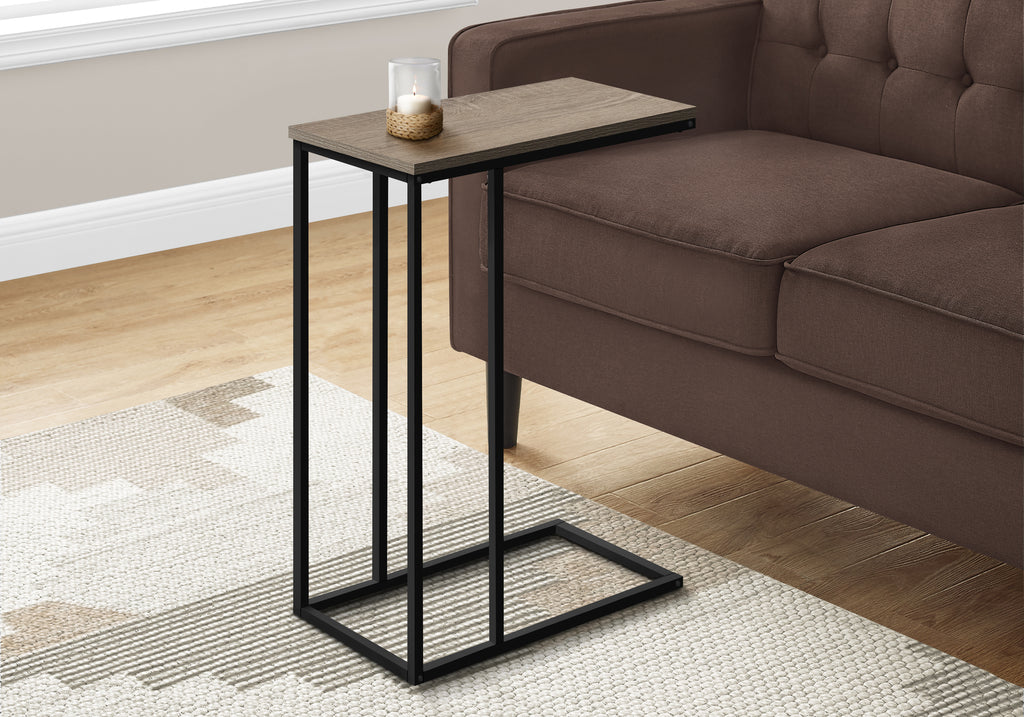 ACCENT TABLE - 25""H / DARK TAUPE / BLACK METAL