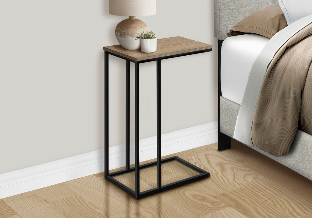 ACCENT TABLE - 25""H / DARK TAUPE / BLACK METAL