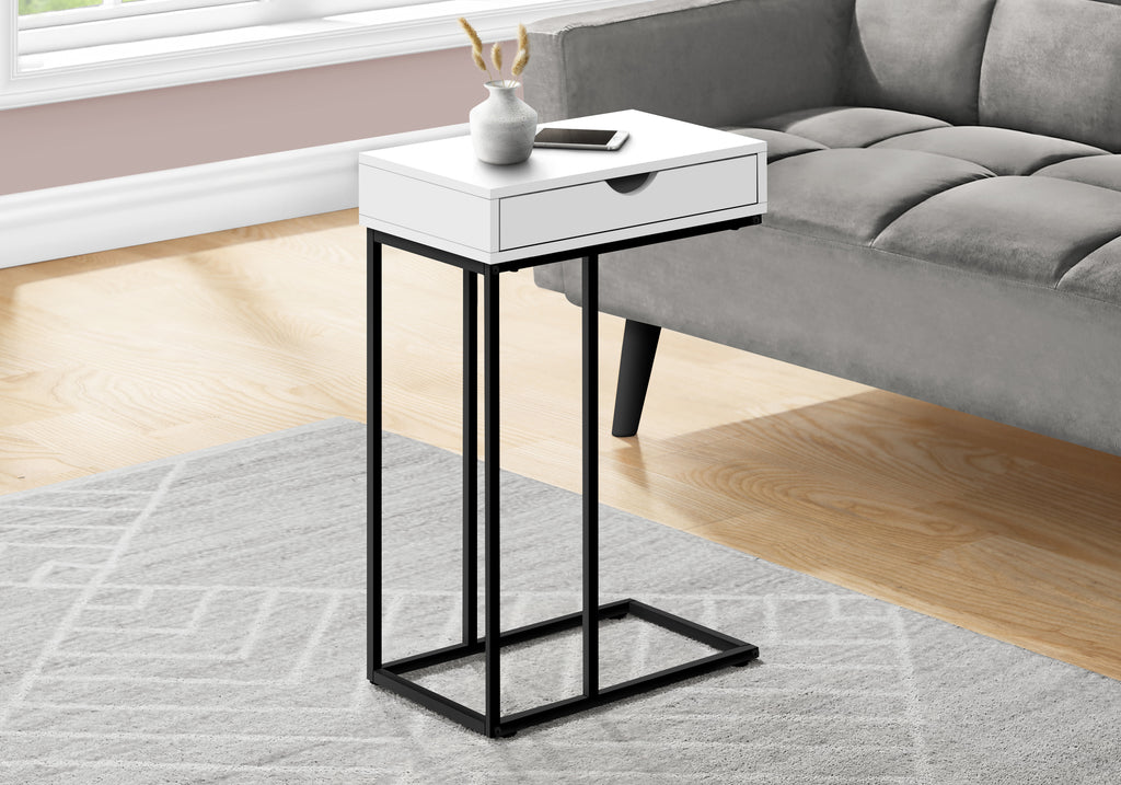 ACCENT TABLE - 25""H / WHITE / BLACK METAL