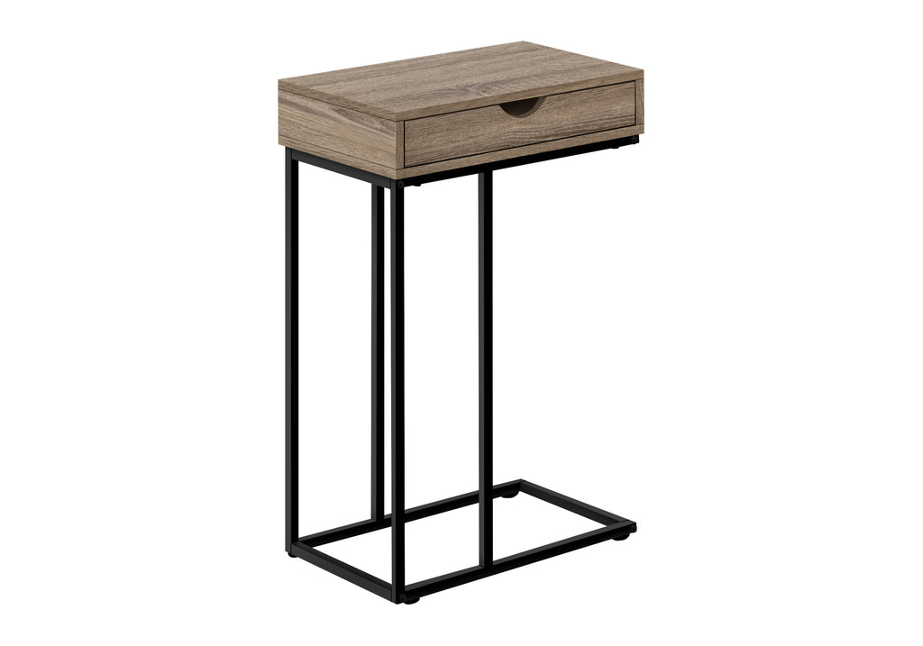 ACCENT TABLE - 25""H / DARK TAUPE / BLACK METAL