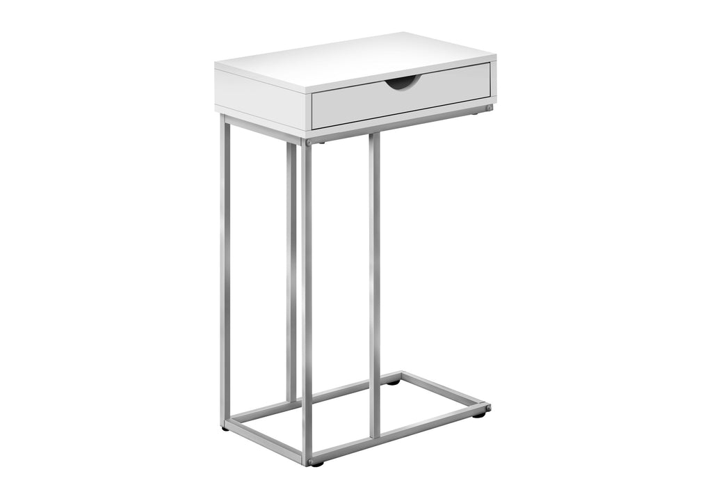 ACCENT TABLE - 25""H / WHITE / SILVER METAL