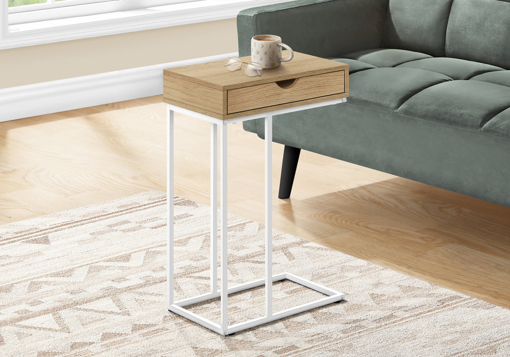 ACCENT TABLE - 25""H / NATURAL / WHITE METAL