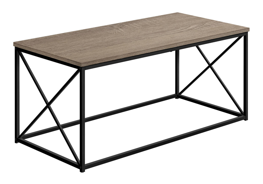 COFFEE TABLE - 40""L / DARK TAUPE / BLACK METAL