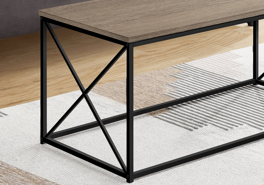COFFEE TABLE - 40""L / DARK TAUPE / BLACK METAL