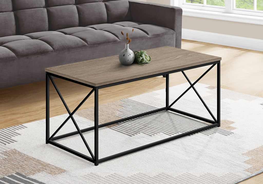 COFFEE TABLE - 40""L / DARK TAUPE / BLACK METAL