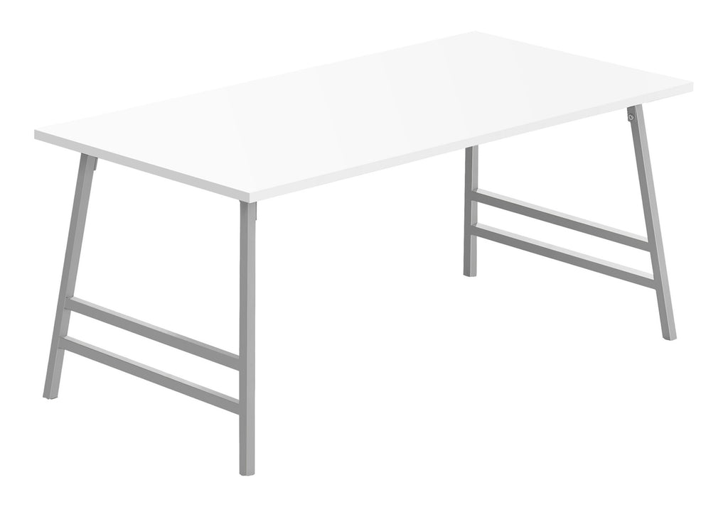COFFEE TABLE - 40""L / WHITE / SILVER METAL