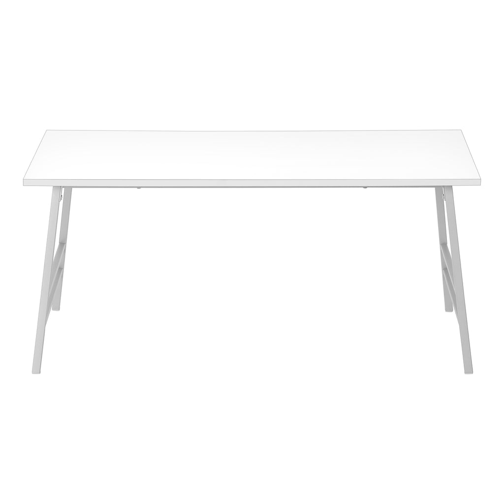 COFFEE TABLE - 40""L / WHITE / SILVER METAL